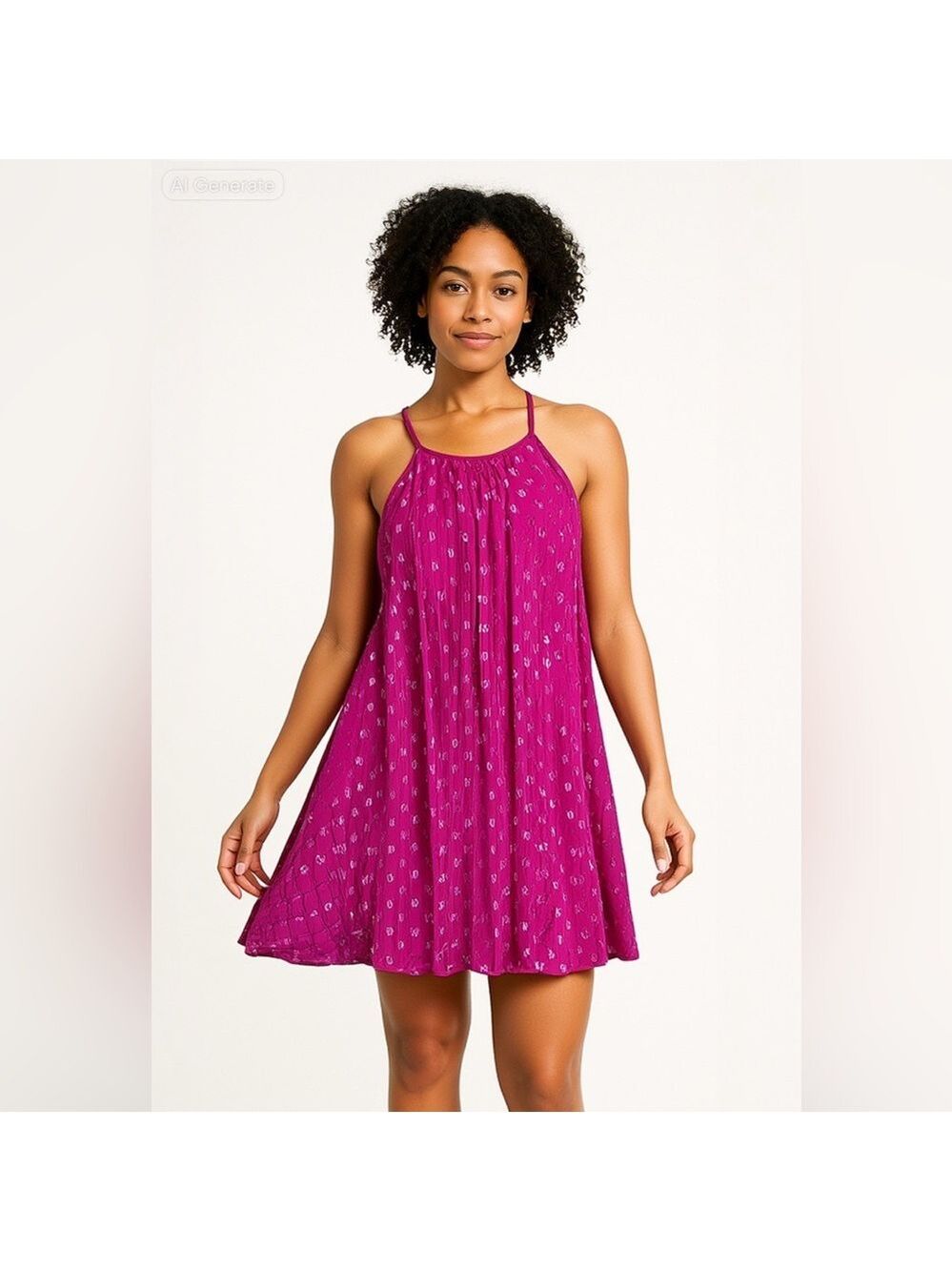 Ella Moss Fuchsia Silk Sparkly Sundress size S - Picture 2 of 13